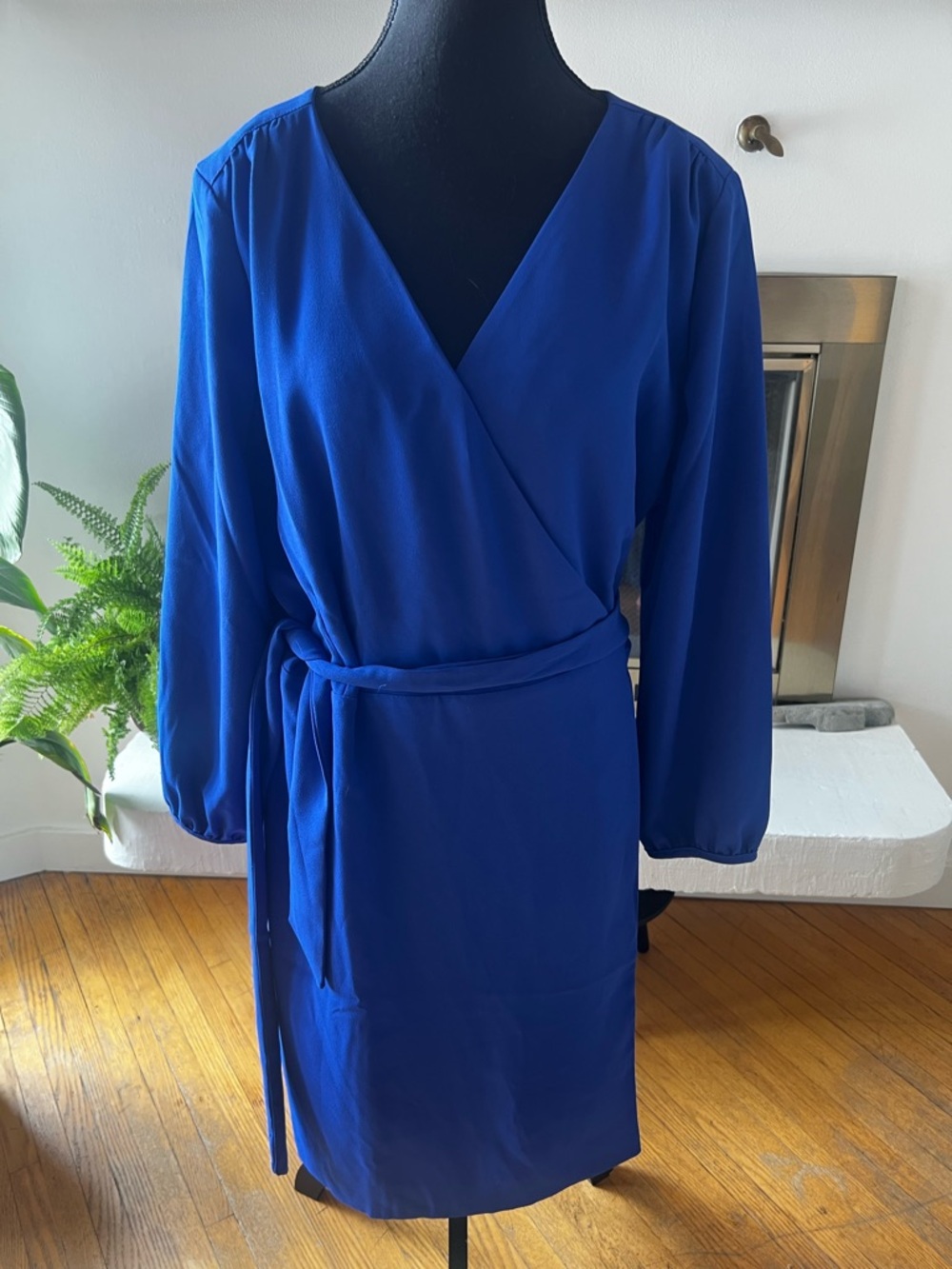 J Crew Cobalt Blue Wrap Dress with Tie Belt